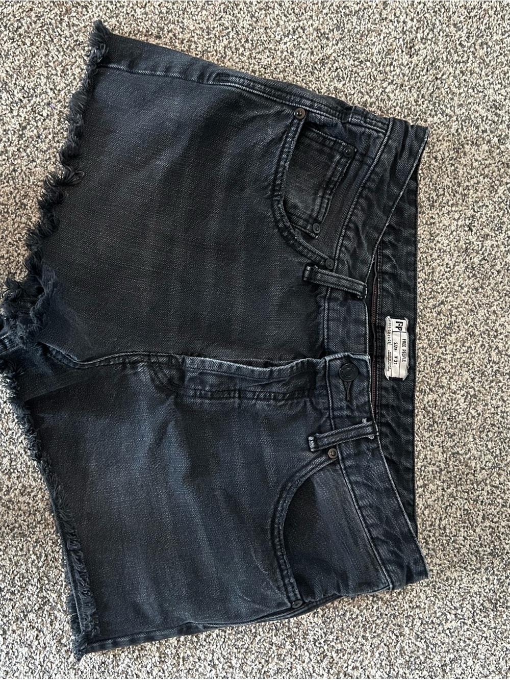 Free People We the Free Cutoff Black Frayed Hem Denim Jean Shorts